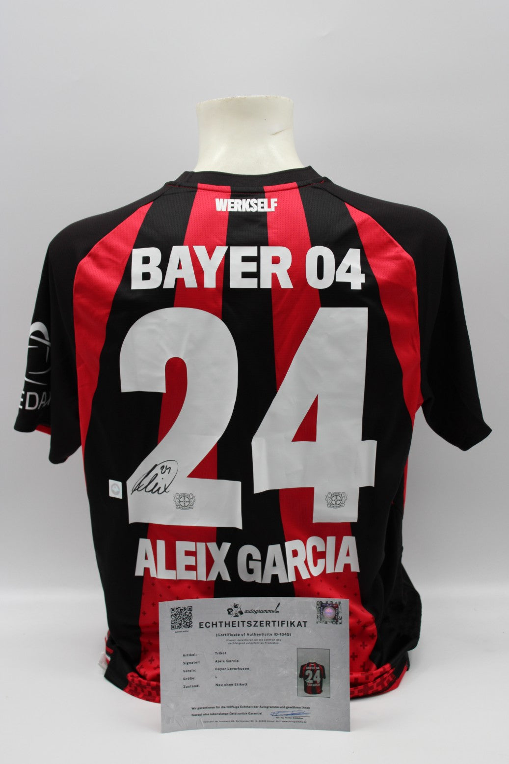 Bayer Leverkusen 2026/2027 Trikot Aleix Garcia signiert Autogramm zertifiziert L
