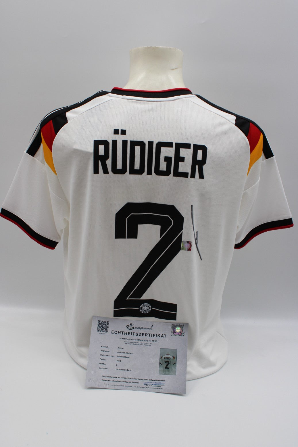 Deutschland Trikot Antonio Rüdiger signiert Autogramm zertifiziert L