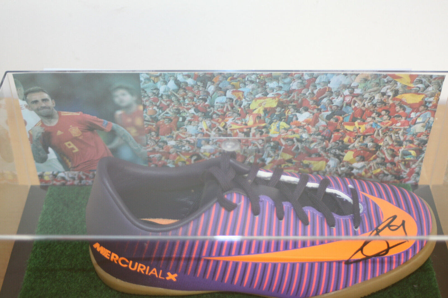 Fußballschuh Paco Alcacer signiert Villareal Spanien La Liga Fußball Nike Neu