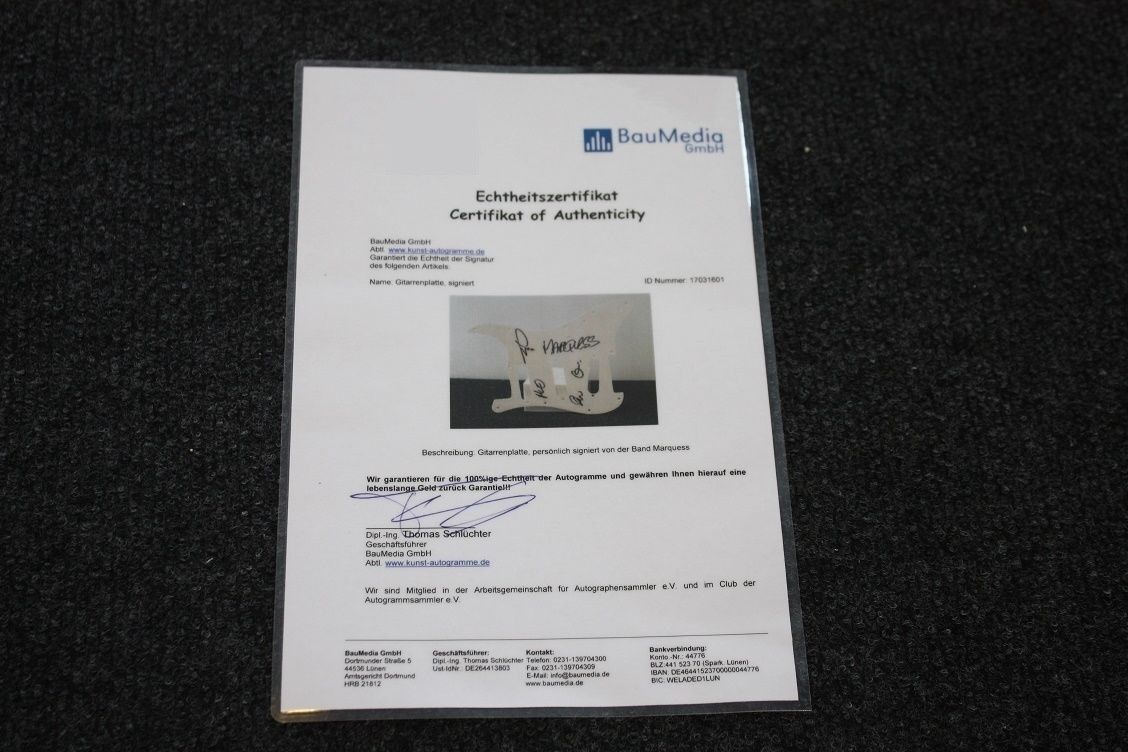 Gitarrenplatte, Marquess signiert, Musik, Autogramm, Neu, Charts, Sammeln, Song