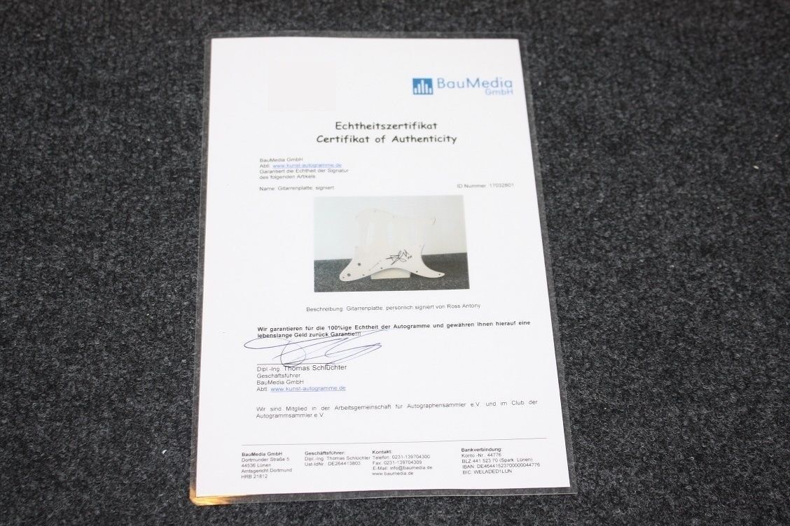 Guitar plate, Ross Antony signed, music television new jungle camp Schlager