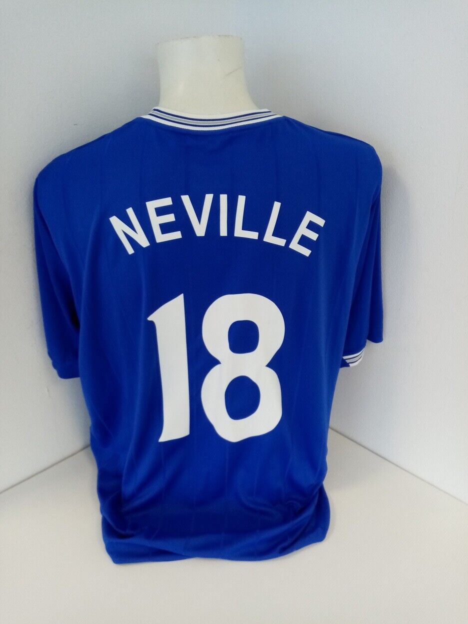 Everton Trikot Phil Neville signiert Autogramm Fußball England Le Coq Sportif XL