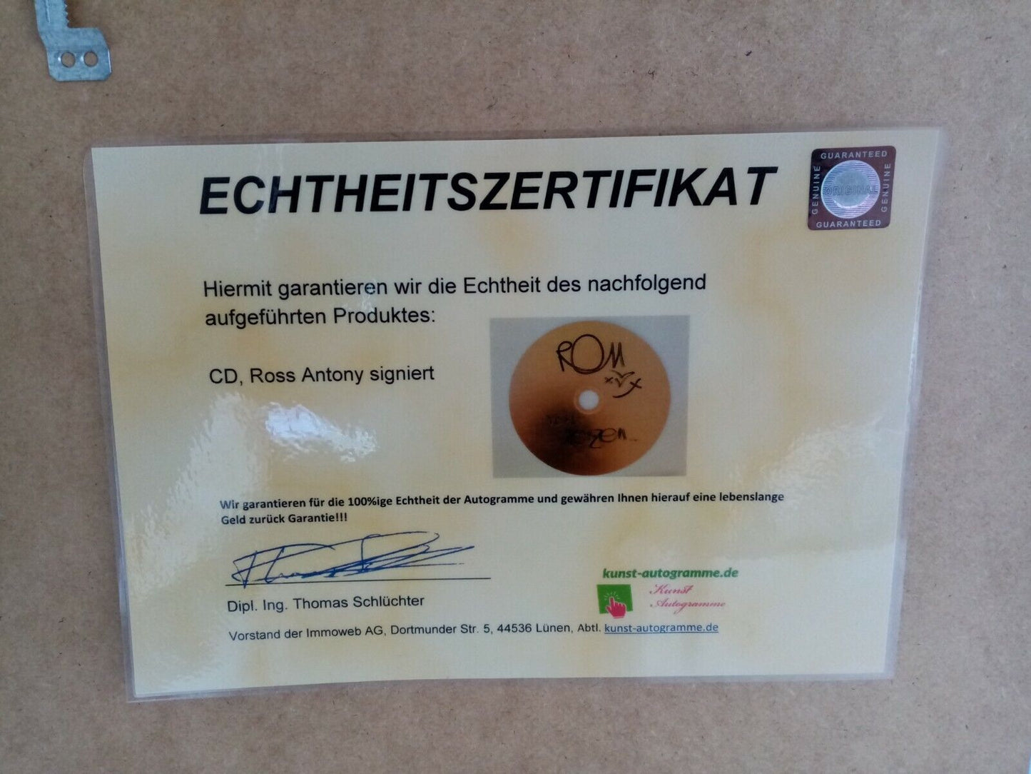 CD / Rohling Ross Antony signiert mit Album im Rahmen Autogramm Musik Neu Charts