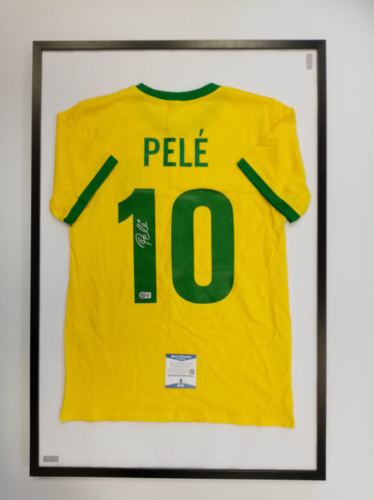 Brasilien Repro Trikot Pele signiert im Rahmen COA Fußball Neu Edson M