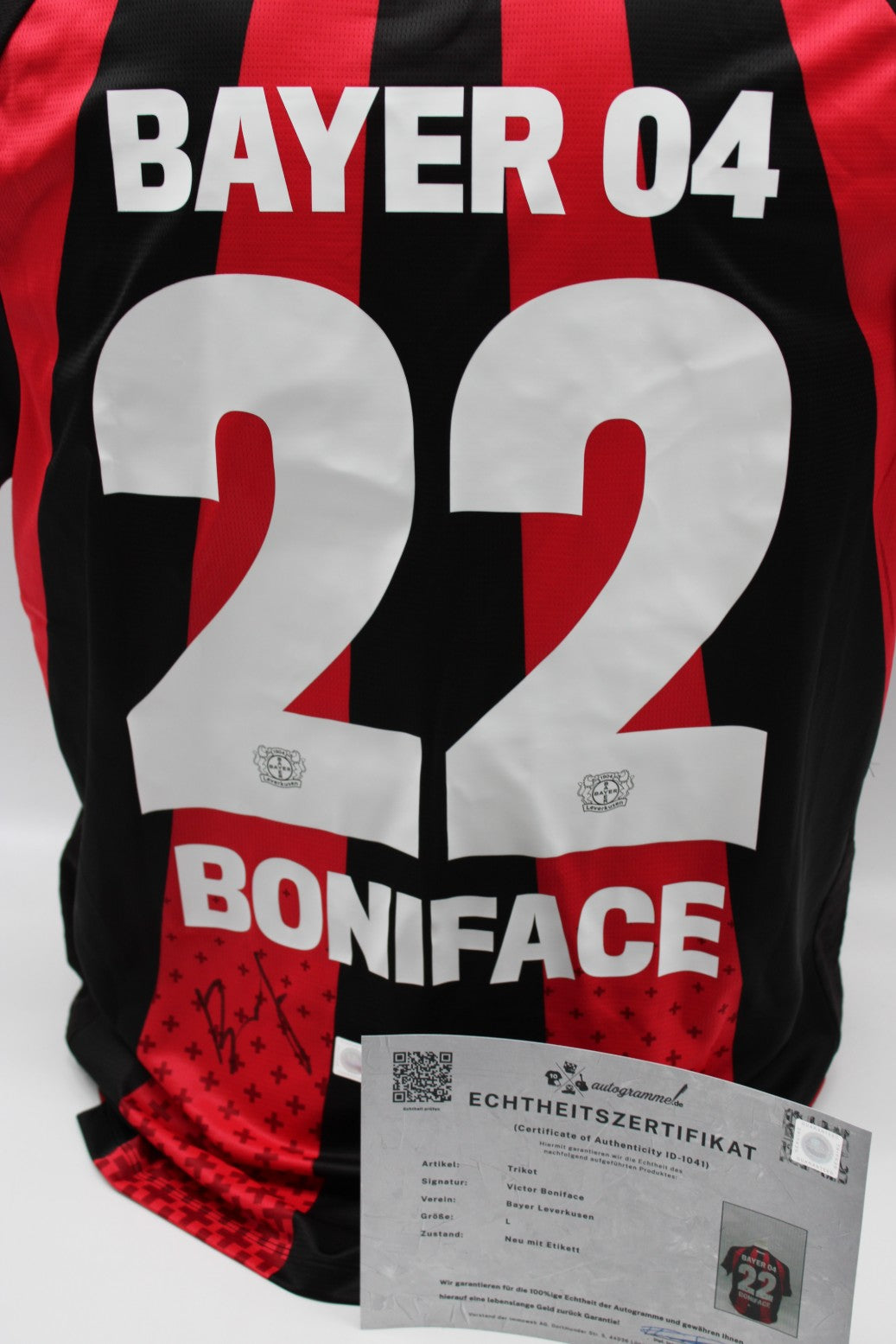 Bayer Leverkusen 2026/2027 Trikot Victor Boniface signiert zertifiziert L