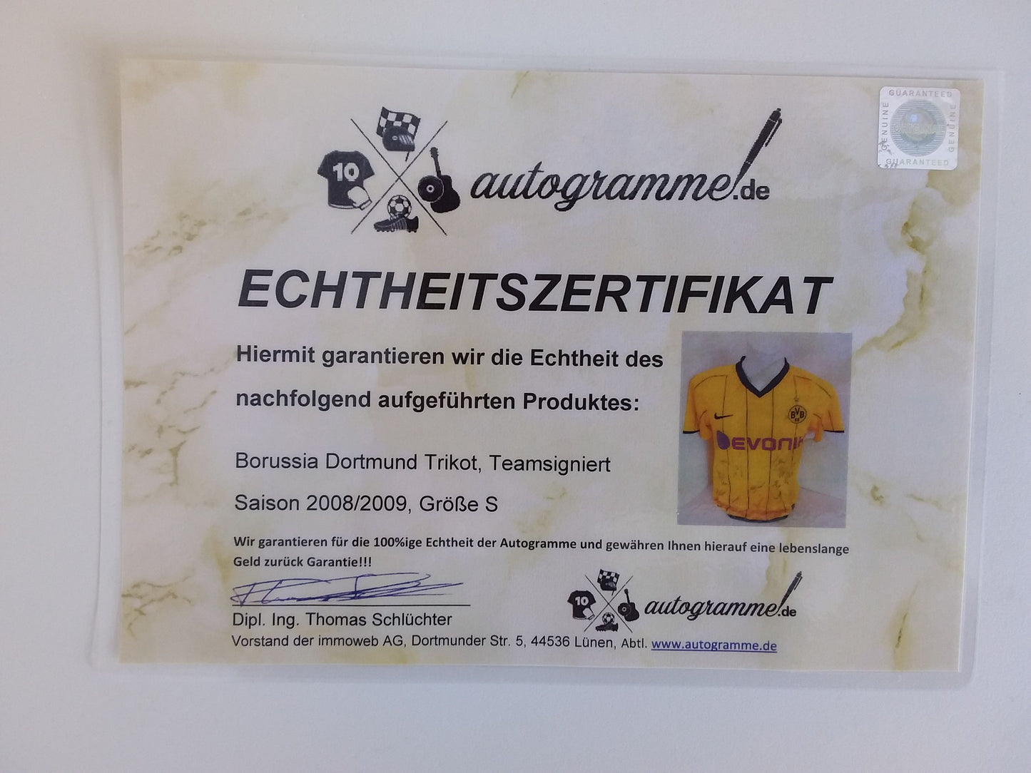 BVB Trikot 2008/2009 Teamsigniert Borussia Dortmund Autogramm COA Nike S