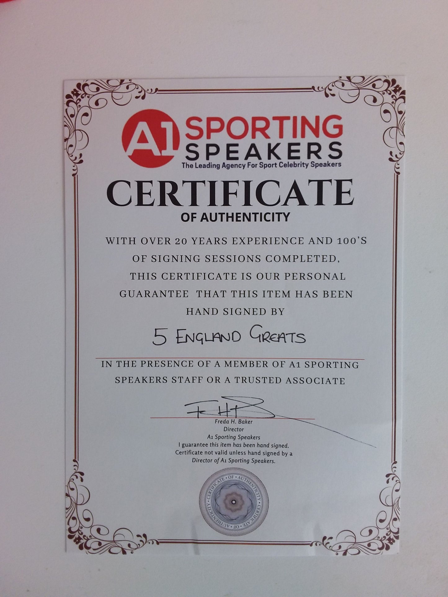 England replica jersey World Cup 1966 5x signed autograph football coa wembley m