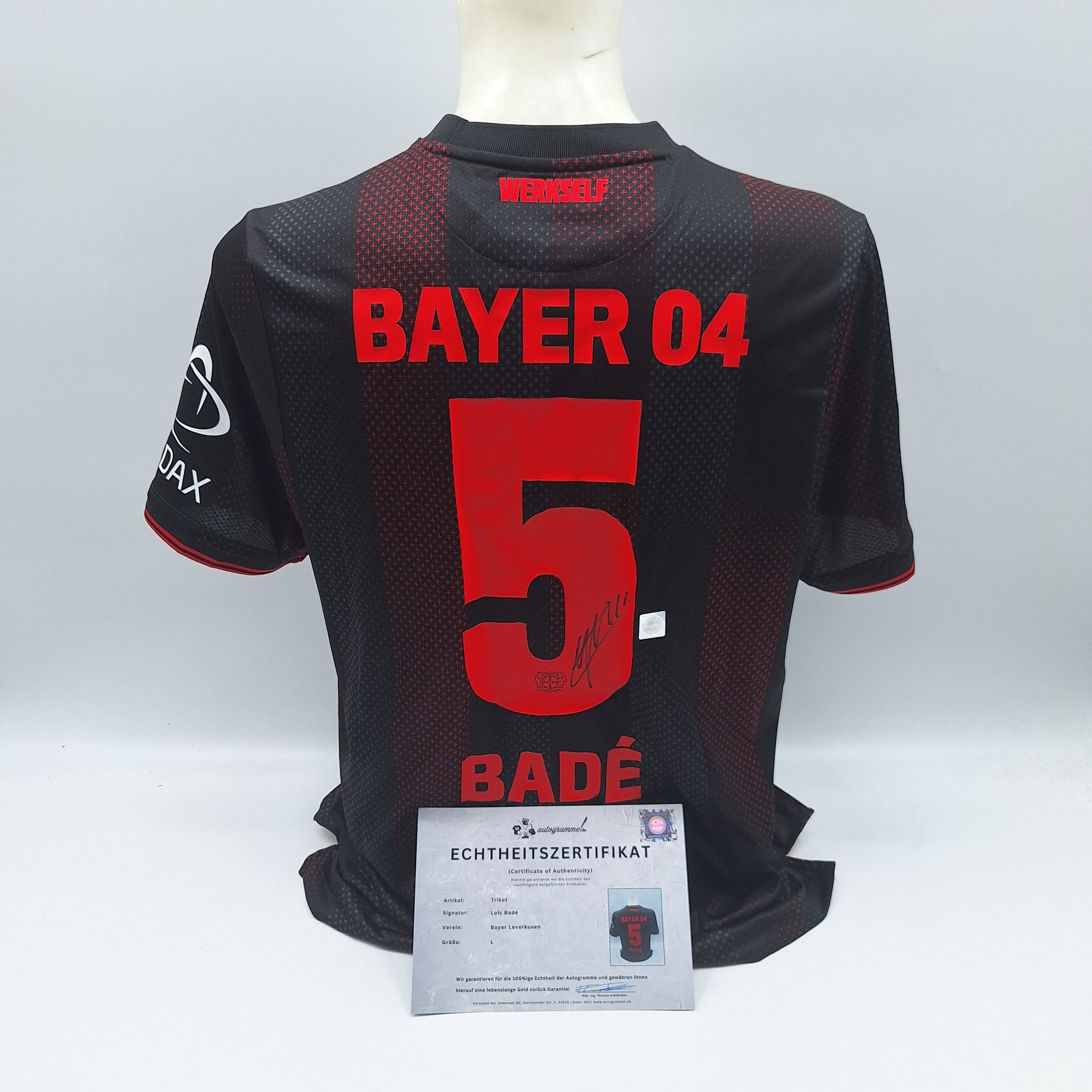 Bayer Leverkusen Trikot Loic Bade signiert New Balance COA Autogramm L