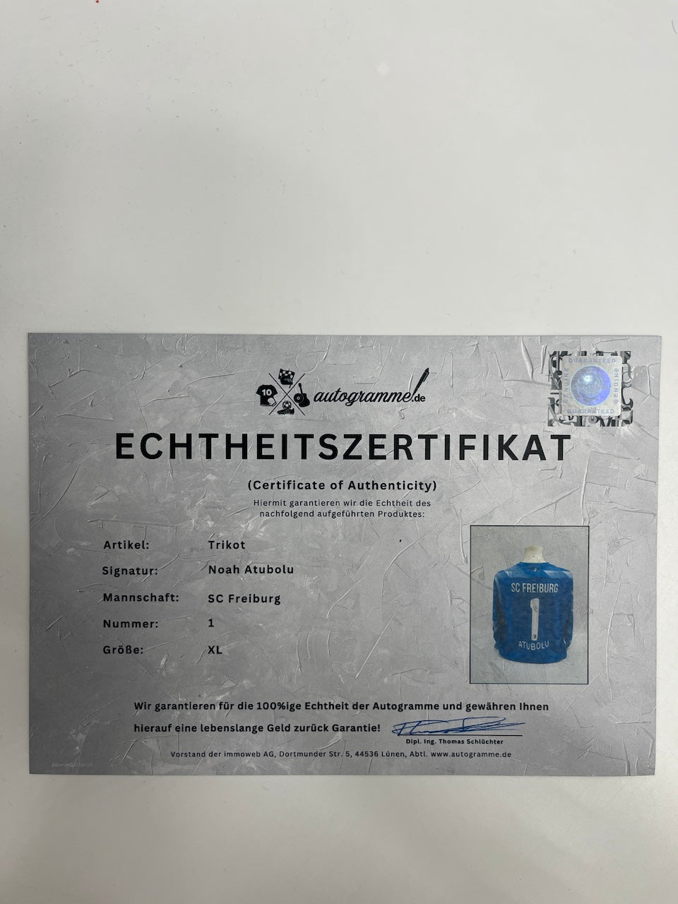 SC Freiburg Torwarttrikot signiert Noah Atubolu Autogramm Nike XL