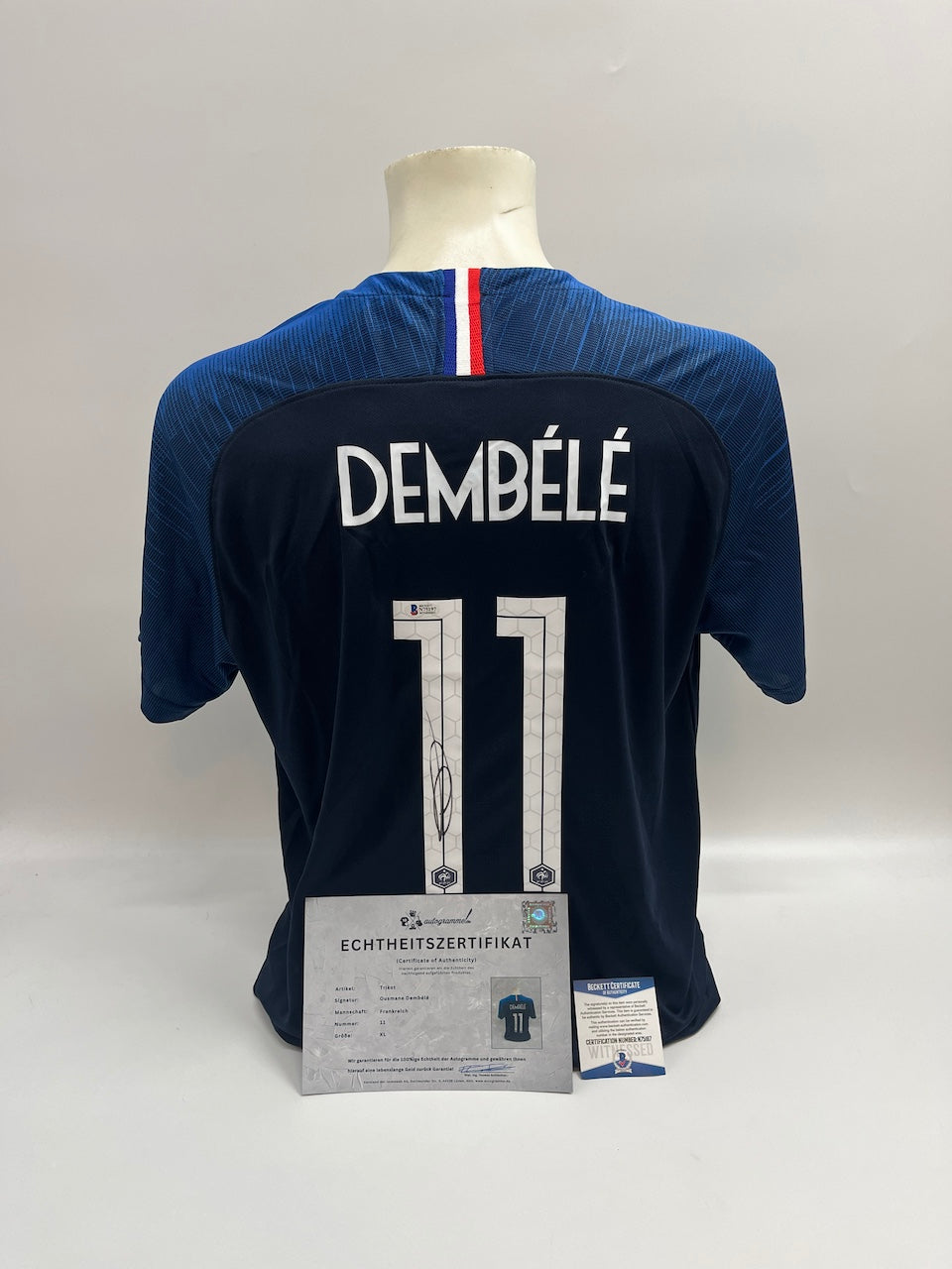 Frankreich Trikot Ousmane Dembele signiert Nike Autogramme XL