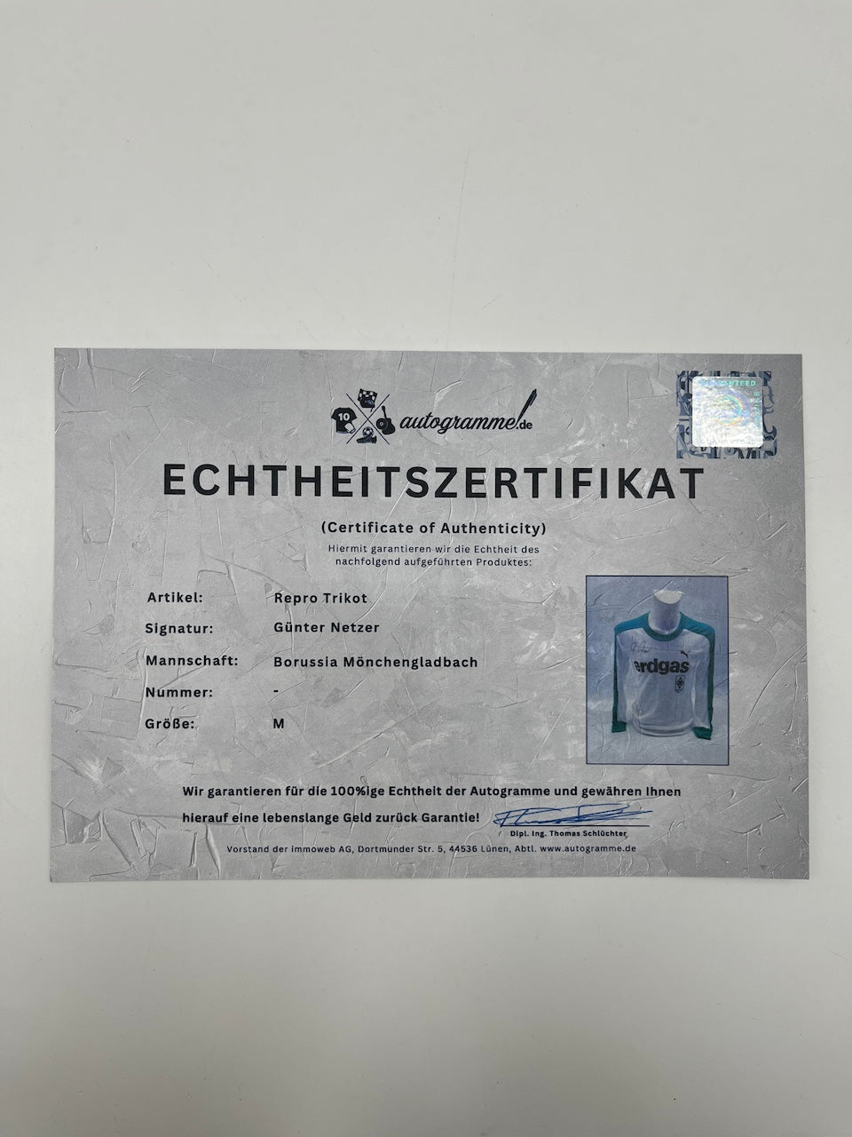 Repro Borussia Mönchengladbach Trikot Günter Netzer signiert Autogramm M