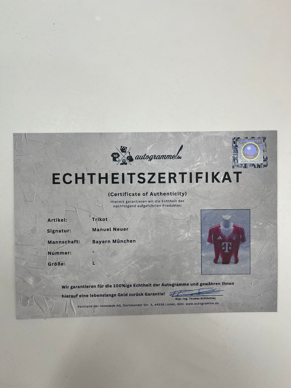 Bayern München Trikot Manuel Neuer signiert Autogramm Adidas COA L