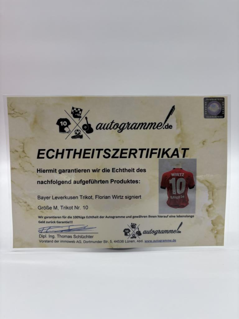 Bayer Leverkusen jersey Florian Wirtz signed autograph bundesliga new m