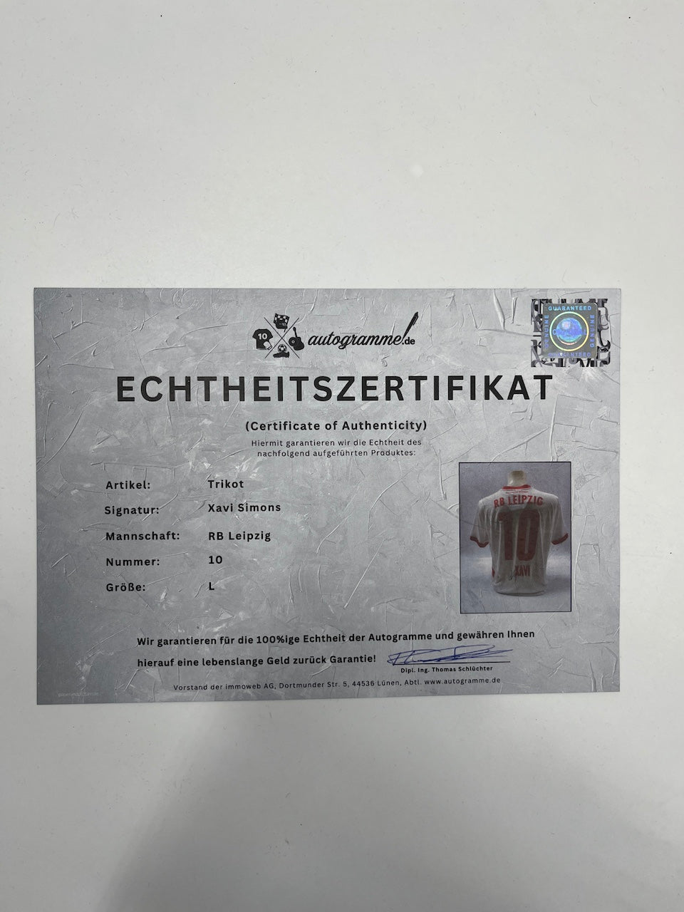 RB Leipzig Trikot Xavi Simons signiert Autogramm Puma COA L