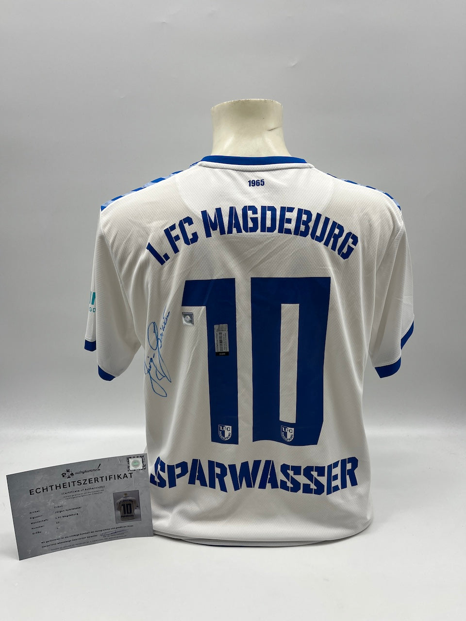 FC Magdeburg jersey signed by Jürgen Sparwasser, Hummel XL