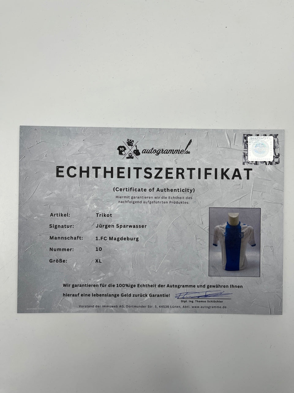 FC Magdeburg Trikot Jürgen Sparwasser signiert Autogramm Hummel L