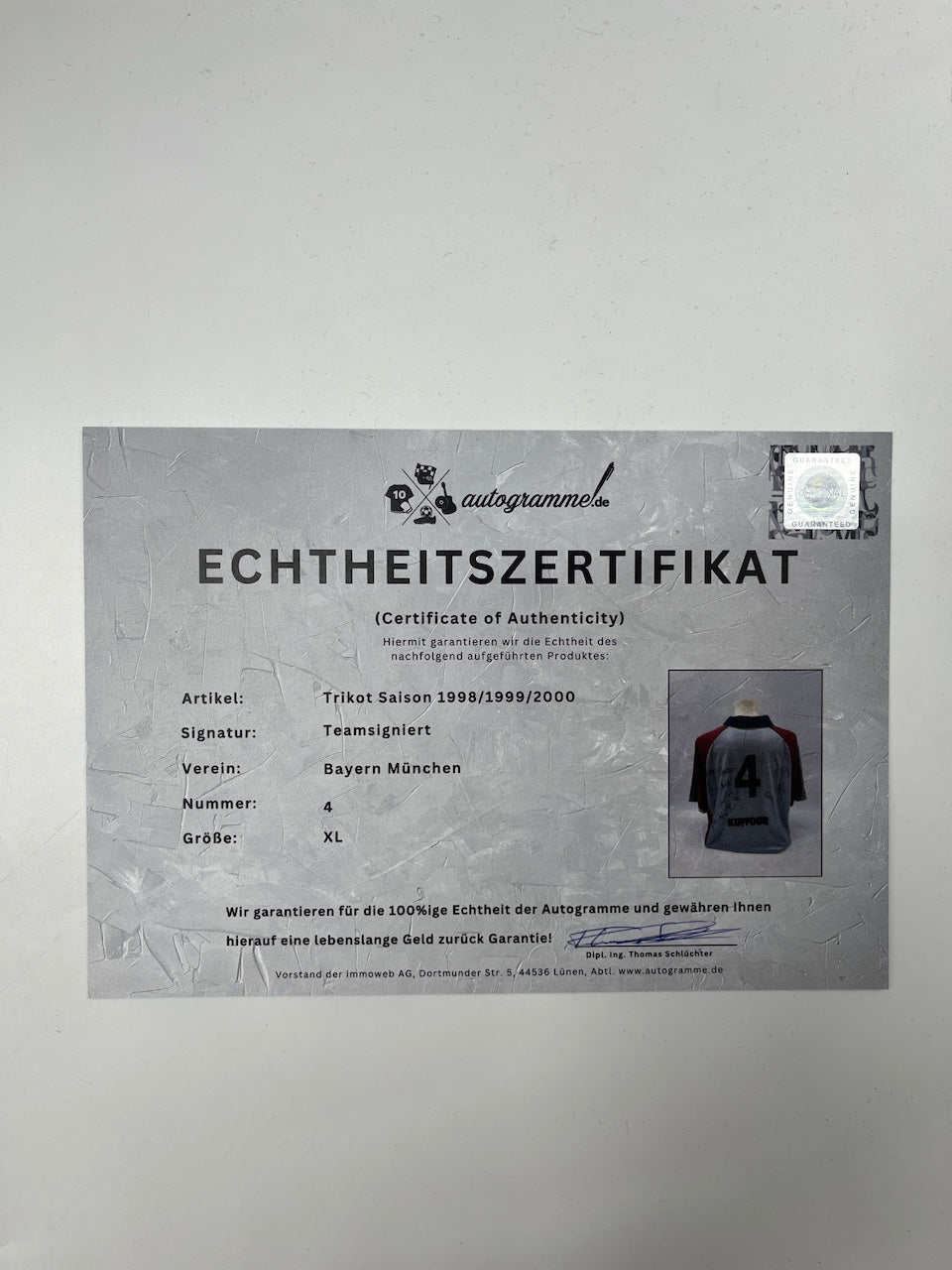 Bayern München Trikot 1998/1999/2000 Teamsigniert Autogramm Adidas COA XL