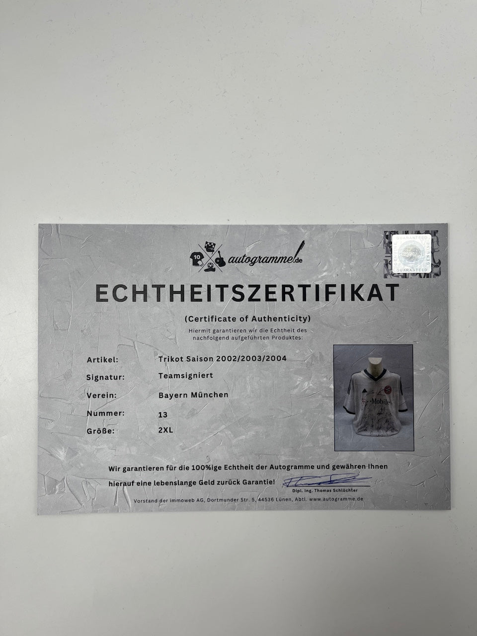Bayern München Trikot 2002/2003/2004 Teamsigniert Autogramm Adidas 2XL