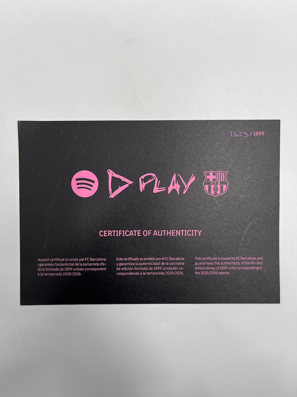 Limitiertes Barcelona x Play Trikot Ed Sheeran L 1653/1899