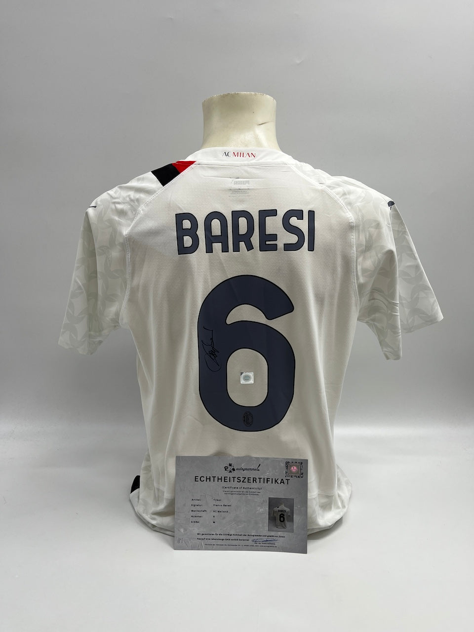 AC Milan Authentic Jersey Franco Baresi Signed Autograph Puma COA M