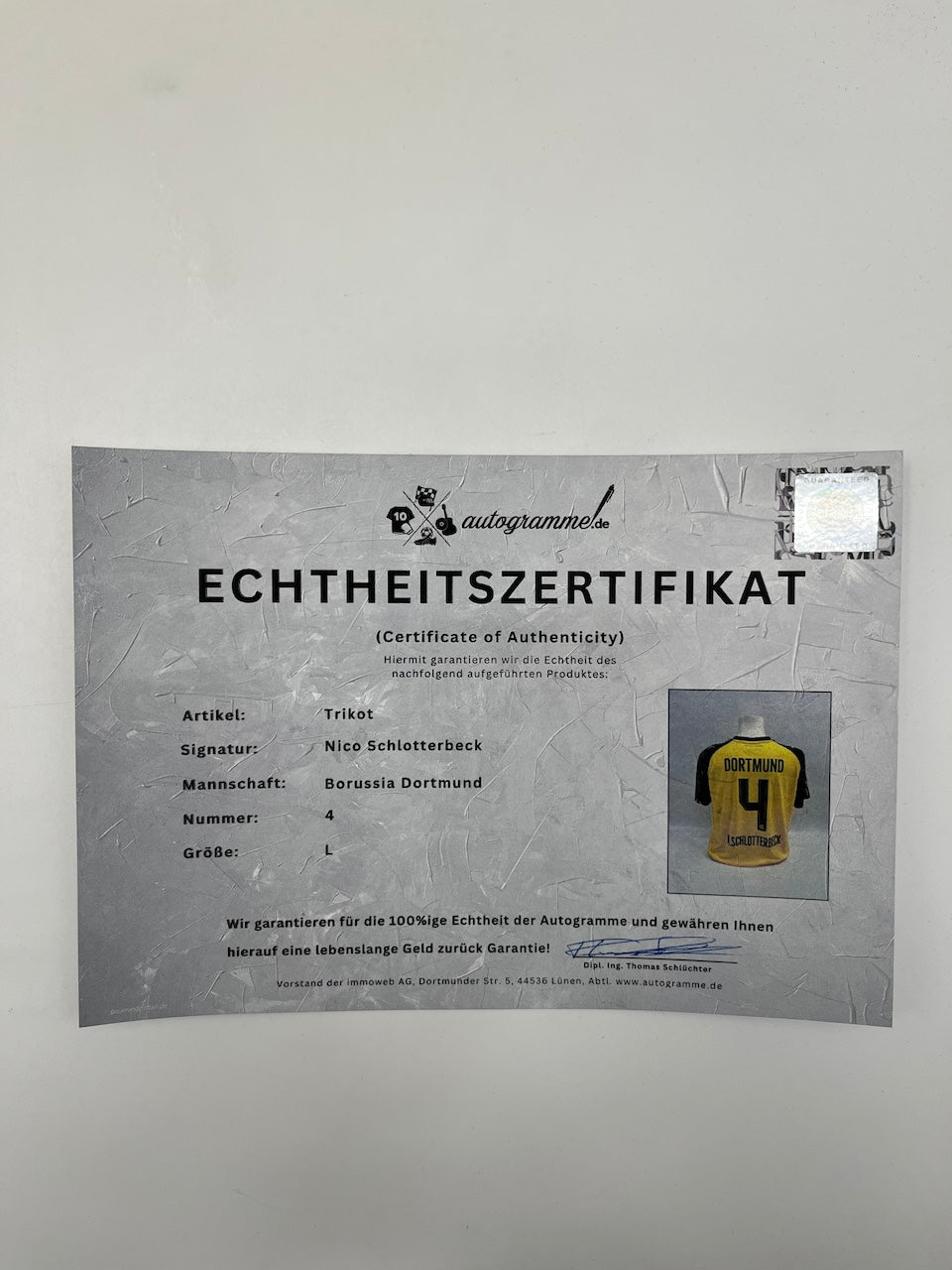 Borussia Dortmund Trikot Nico Schlotterbeck signiert BVB Puma L