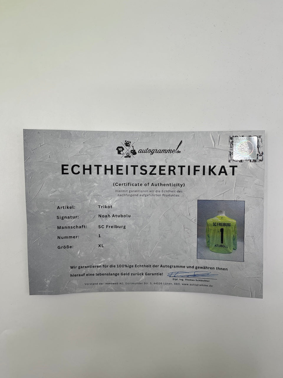 Camiseta de portero del SC Freiburg firmada por Noah Atubolu, Nike XL