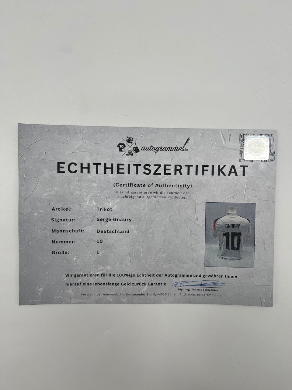 DFB Trikot Serge Gnabry signiert Autogramm Adidas COA L