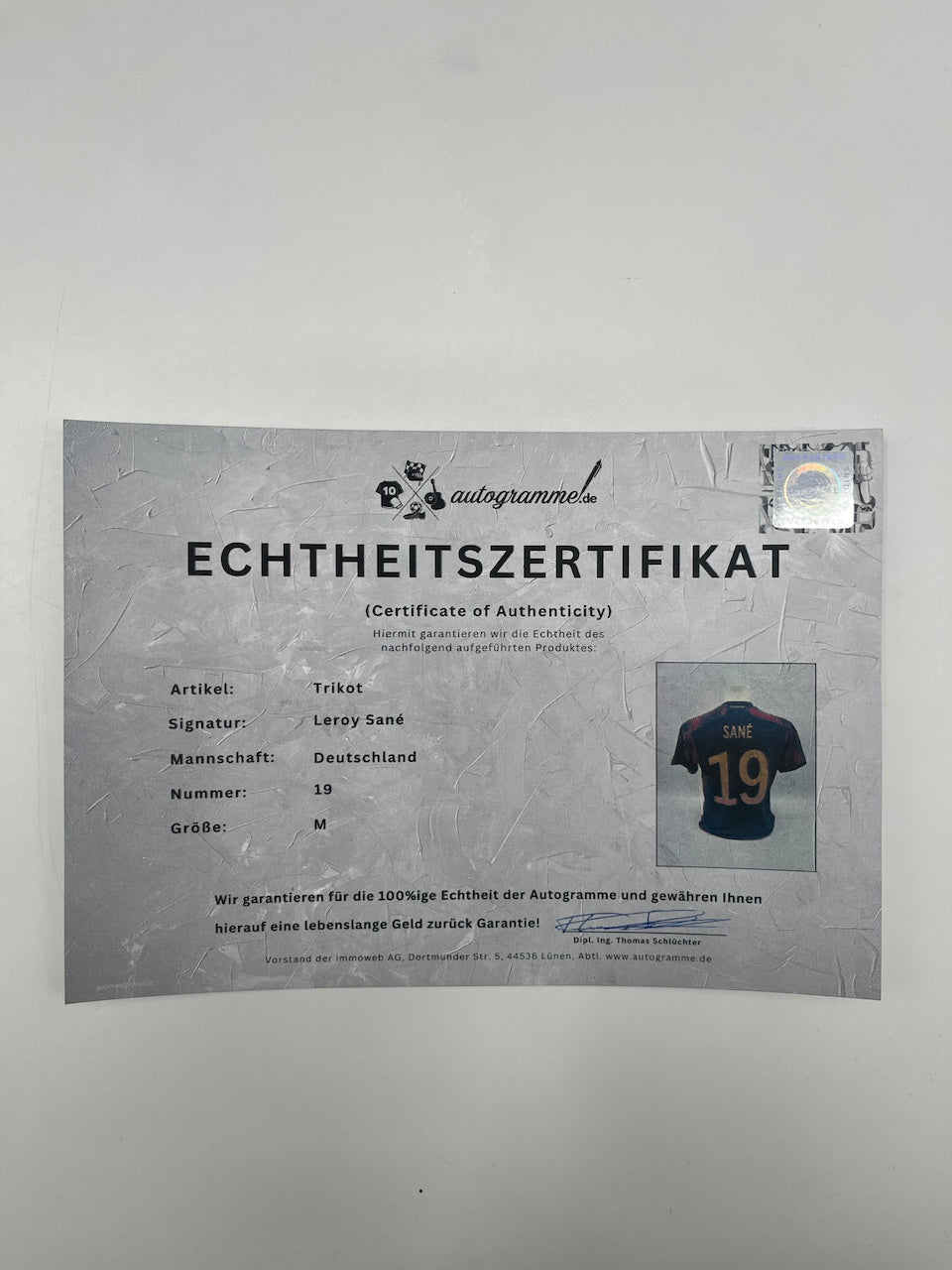 DFB Trikot Leroy Sane signiert Autogramm Adidas COA M