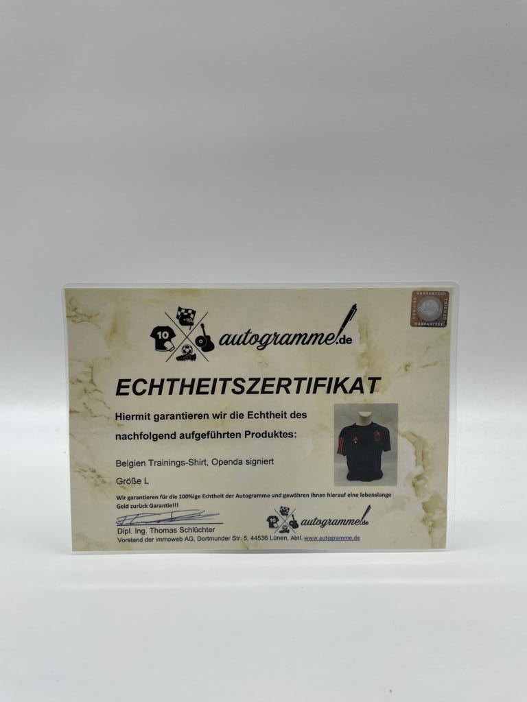 Belgien Trainingsshirt Lois Openda signiert Adidas COA Autogramm L