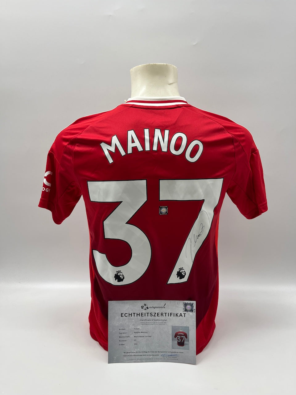 Manchester United Trikot Kobbie Mainoo signiert Autogramm Adidas 164