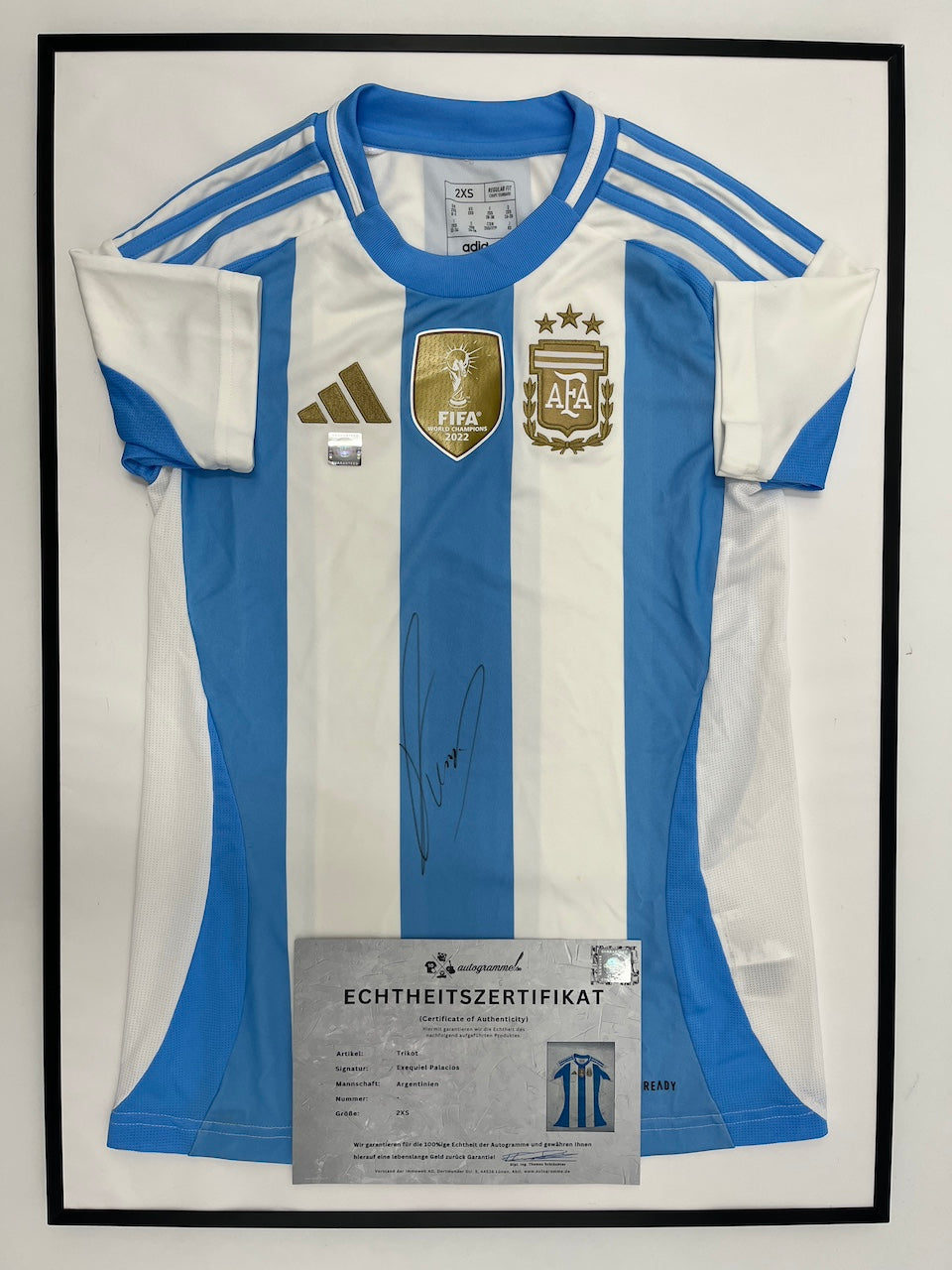 Argentinien Trikot Exequiel Palacios signiert im Rahmen COA Adidas 2XS