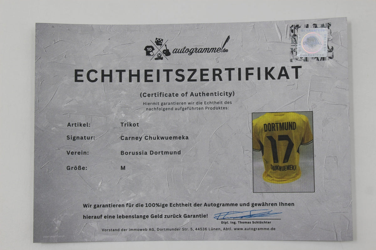 Borussia Dortmund Trikot Carney Chukwuemeka COA BVB Puma neu M 26/27