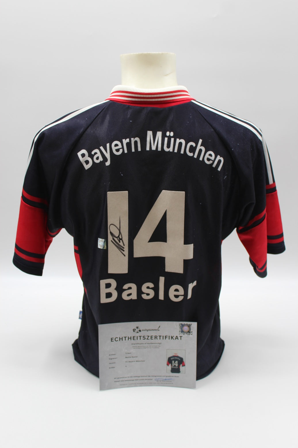 Bayern München Trikot Mario Basler signiert Autogramme Adidas Proof FCB S