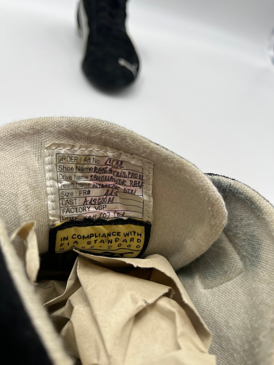 Ralf Schumacher Formula 1 original worn driver shoes signed autograph