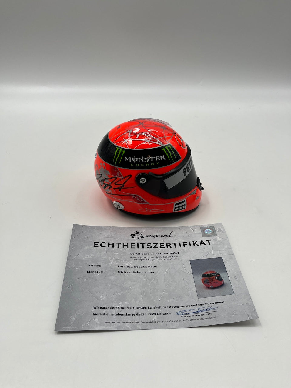 Michael Schumacher Formel 1 Helm Unterschrift und Echtheitszertifikat 1:2