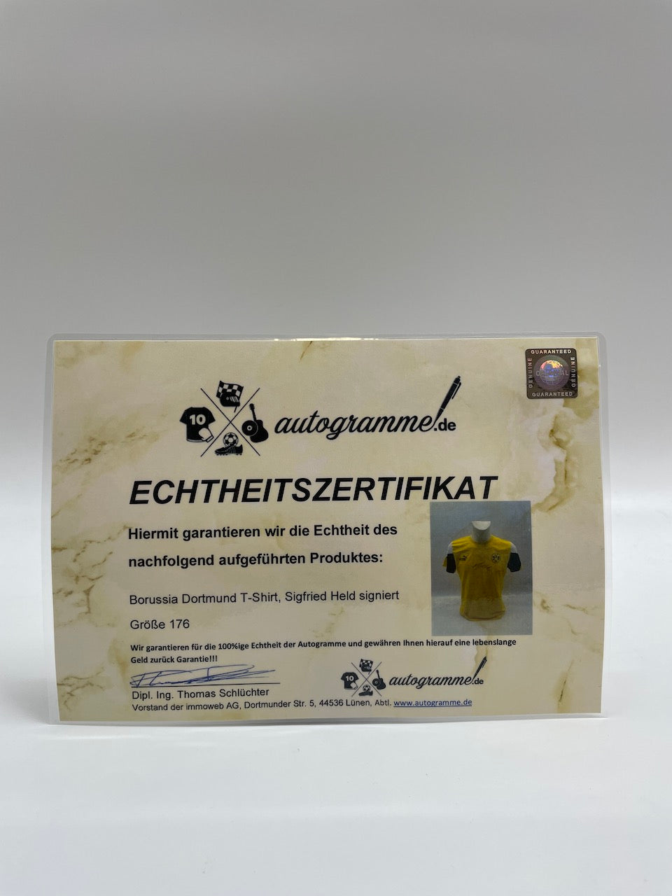 Borussia Dortmund T-Shirt Sigfried Held signiert BVB Autogramm Bundesliga 176