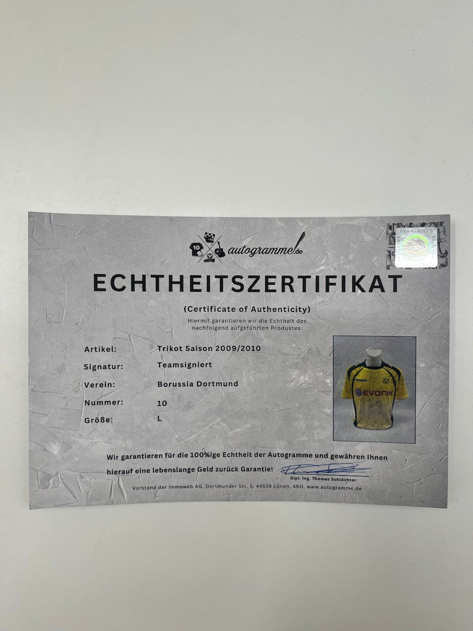 BVB Trikot 2009/2010 Teamsigniert Borussia Dortmund COA Kappa L