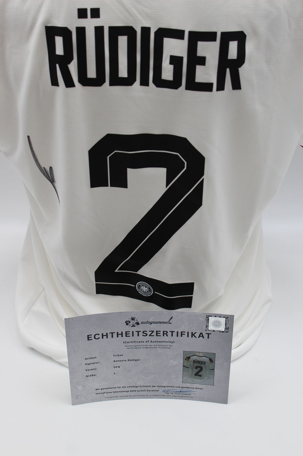 DFB Trikot WM 2026 Antonio Rüdiger signiert Autogramme Adidas COA neu L