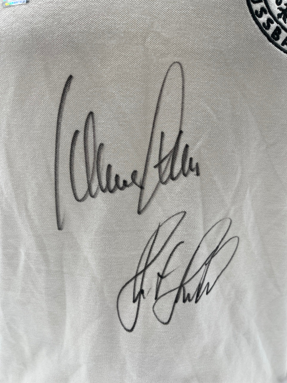 DFB Repro Trikot Klaus Fischer & Horst Hrubesch signiert Adidas COA S