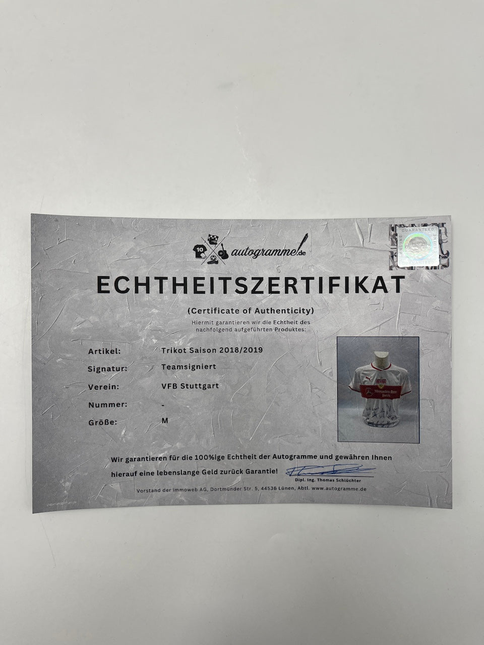 VFB Stuttgart Trikot 2018/2019 Teamsigniert VFB COA Puma M