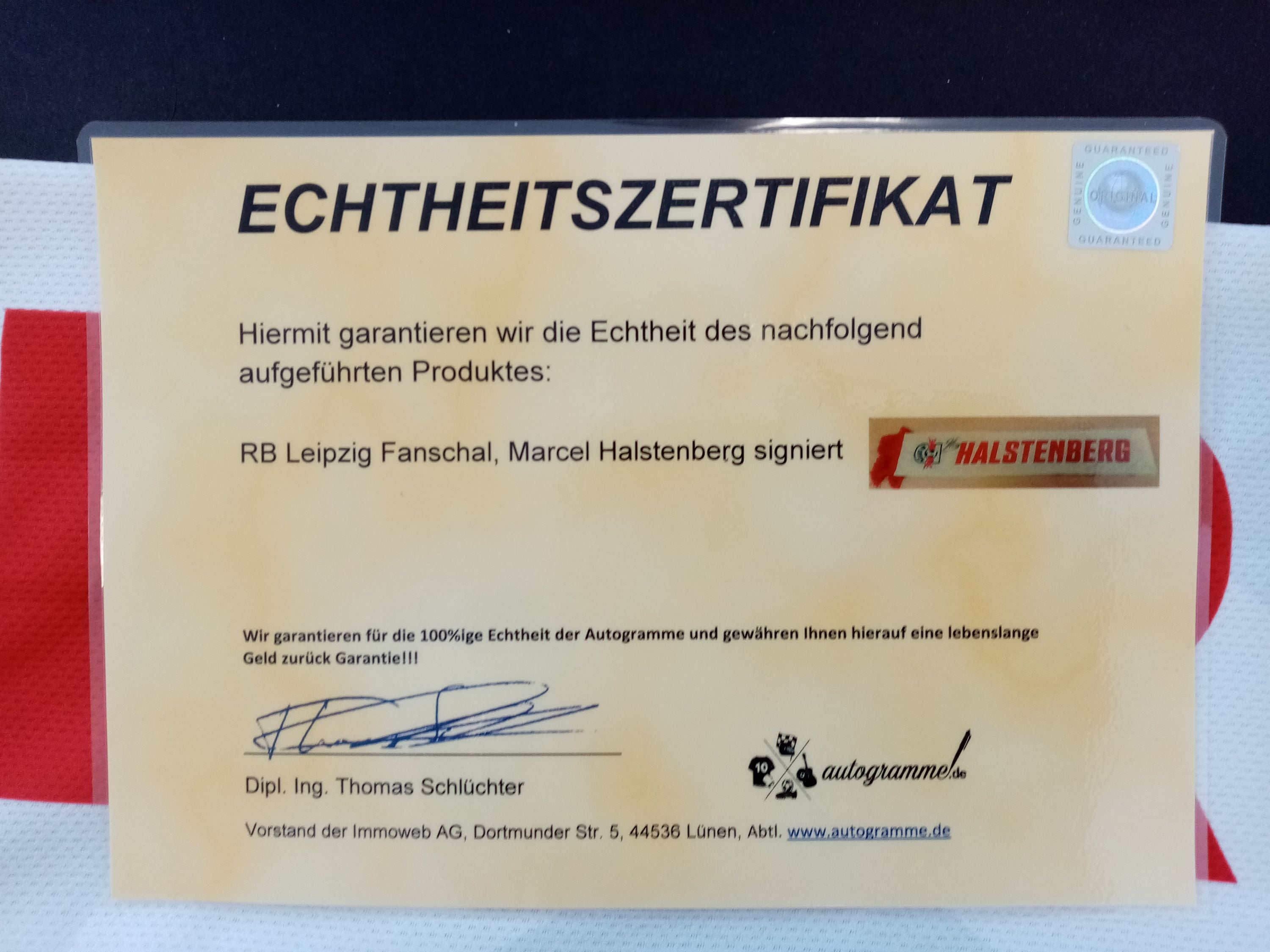 RB Leipzig fanschal Halstenberg signed Coa autograph football scarf red bull