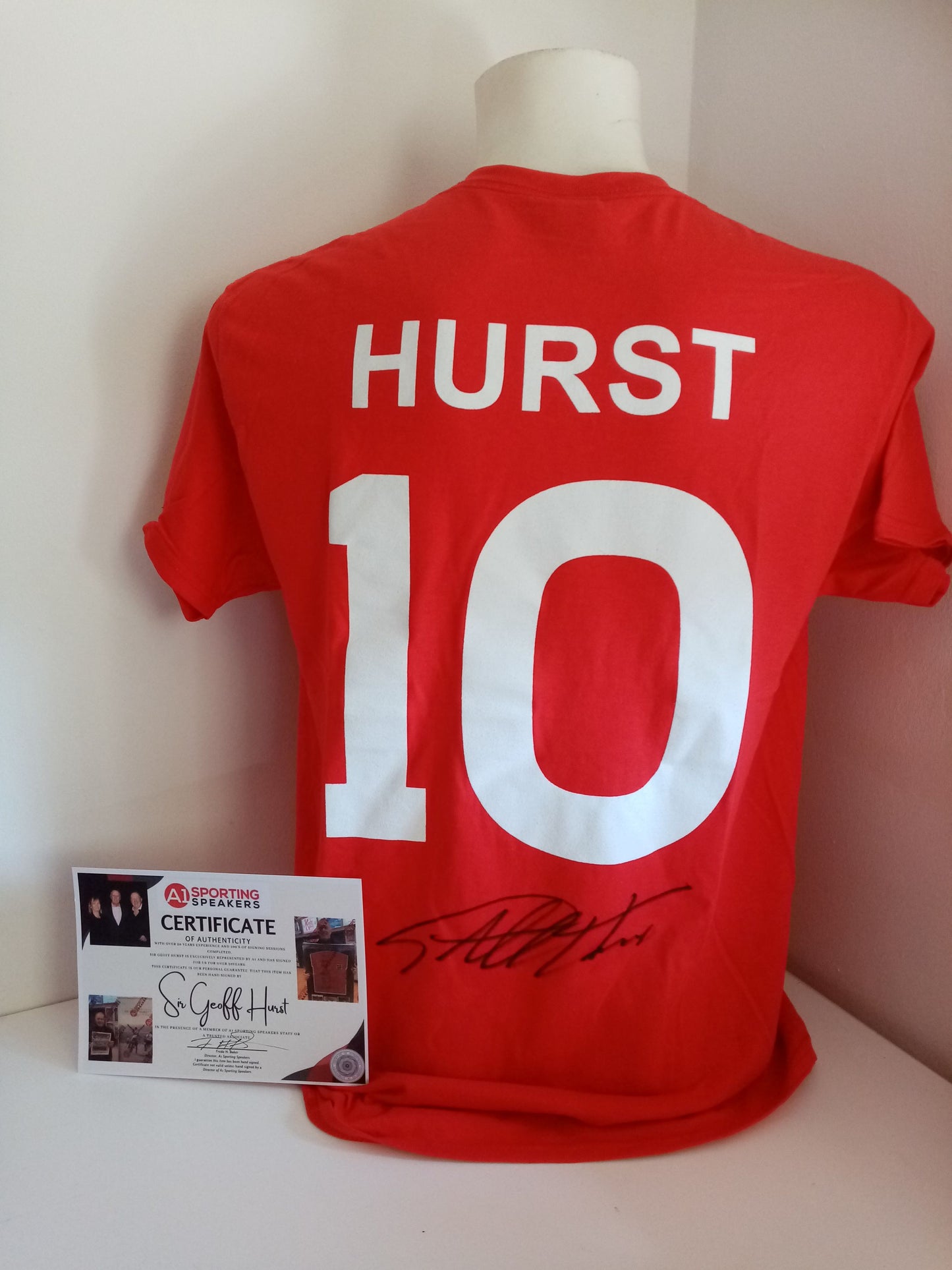 Shirt Geoff Hurst signed England Wembley West Ham Neu Coa M