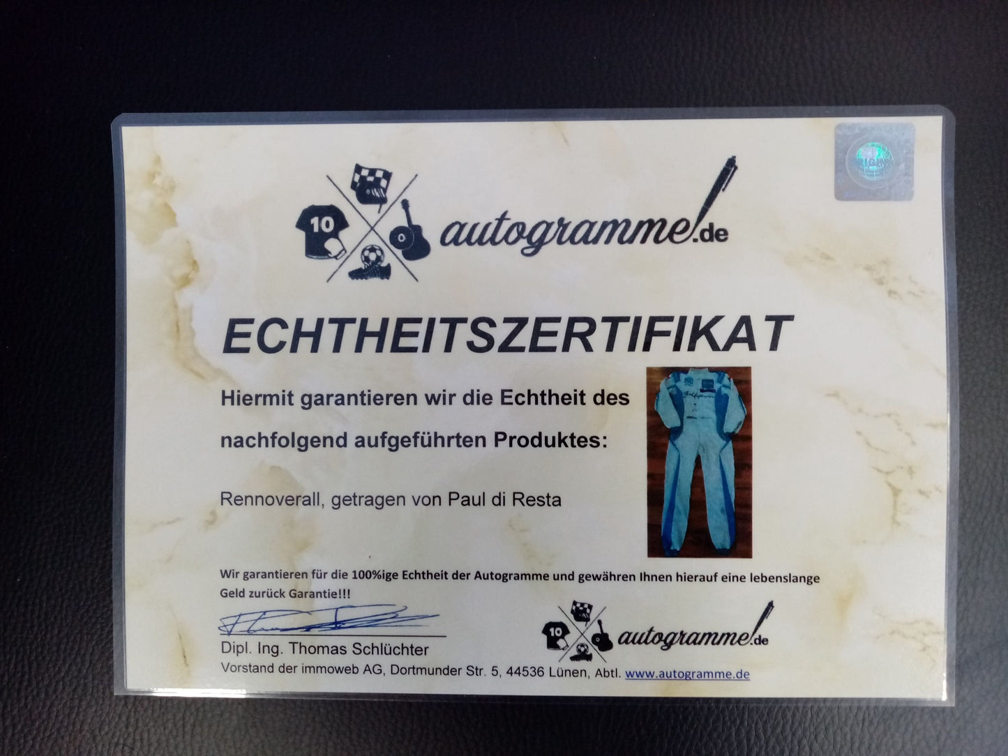 Racing overall worn by Paul di Resta Aston Martin Scotland Coa DTM