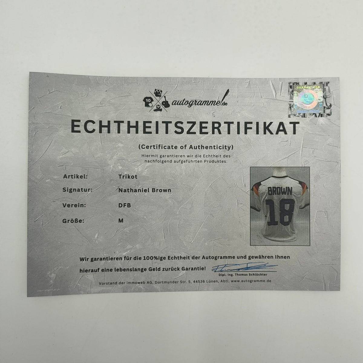 DFB Trikot WM 2026 Nathaniel Brown signiert Adidas COA neu M