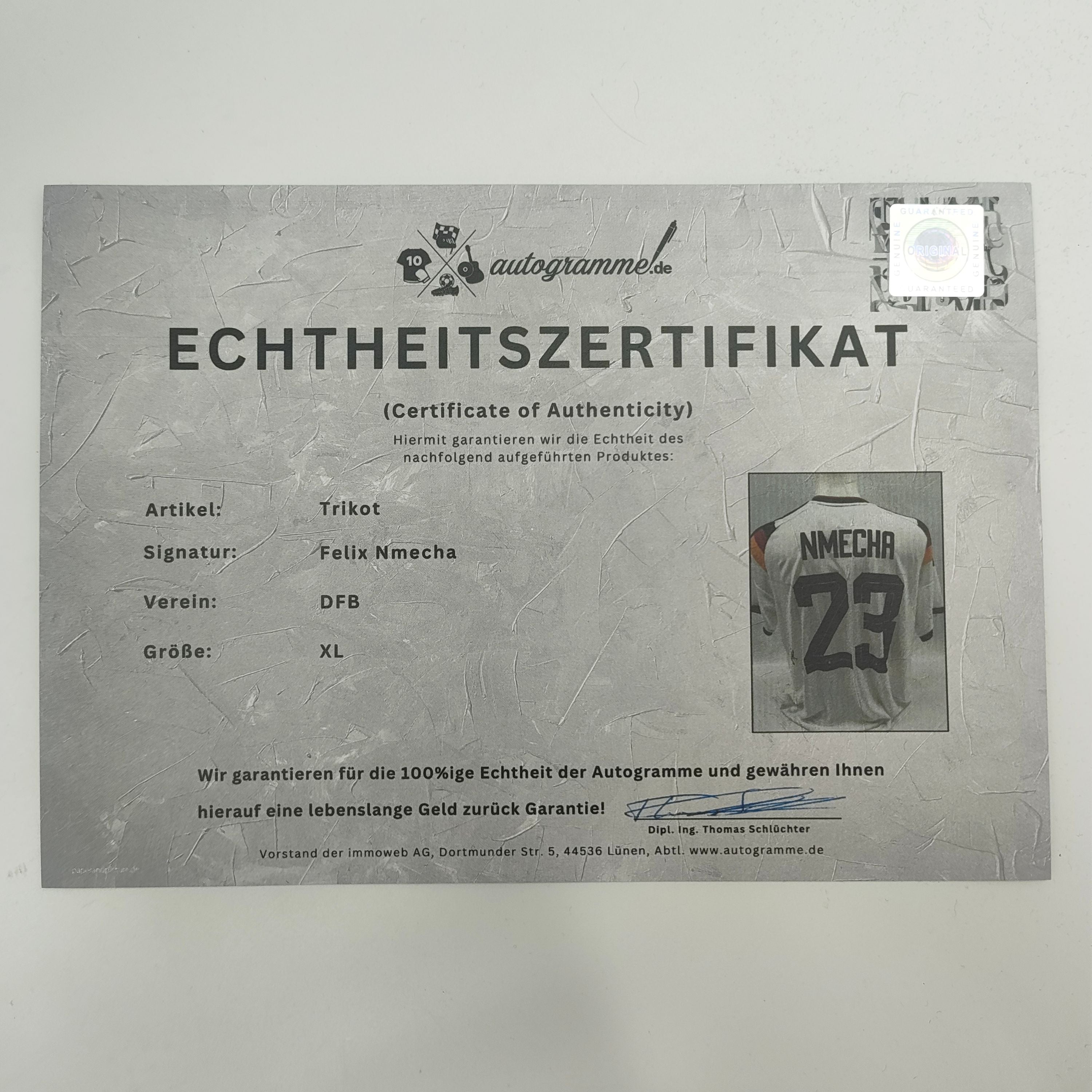 DFB Trikot WM 2026 Felix Nmecha signiert Autogramme Adidas neu XL