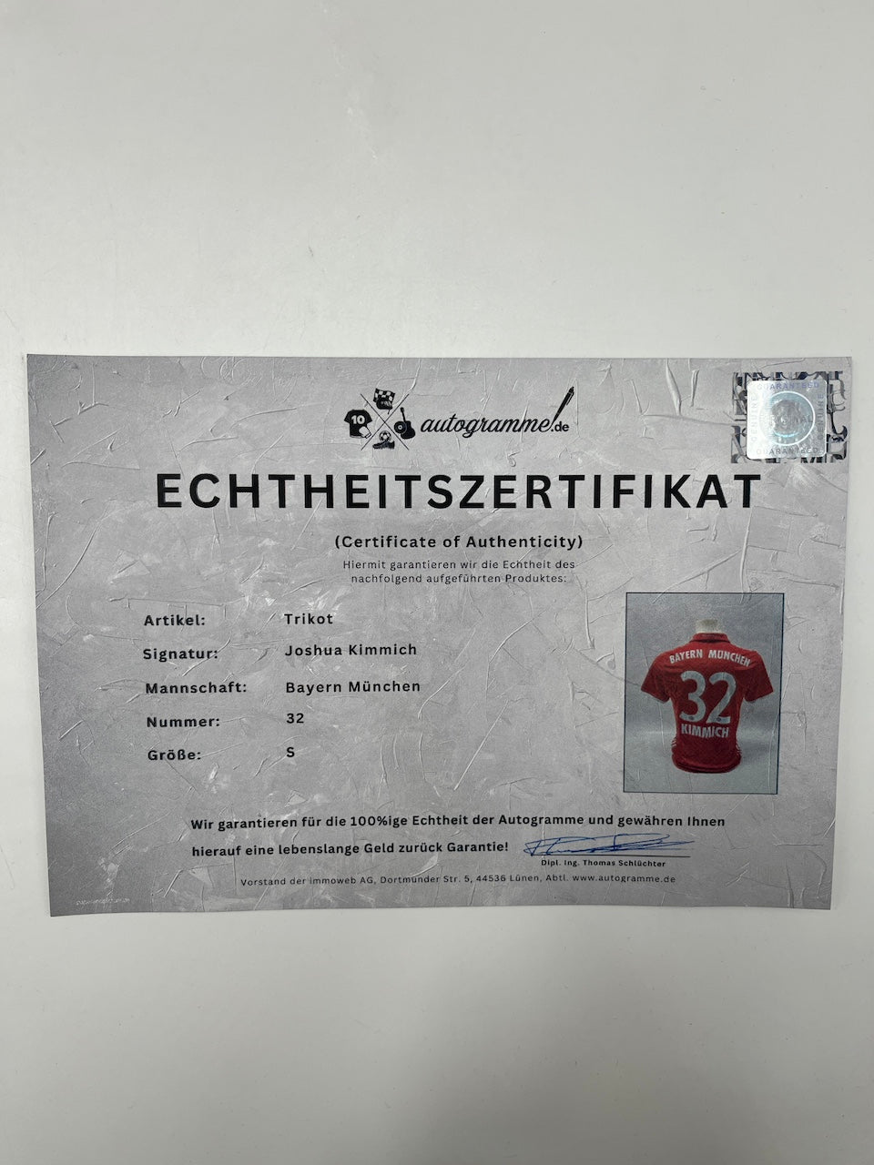 Bayern München Trikot Joshua Kimmich signiert Adidas COA S