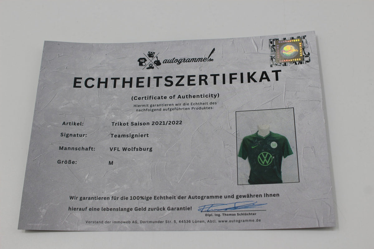 VFL Wolfsburg Trikot 21/22 Teamsigniert Autogramm Nike COA M