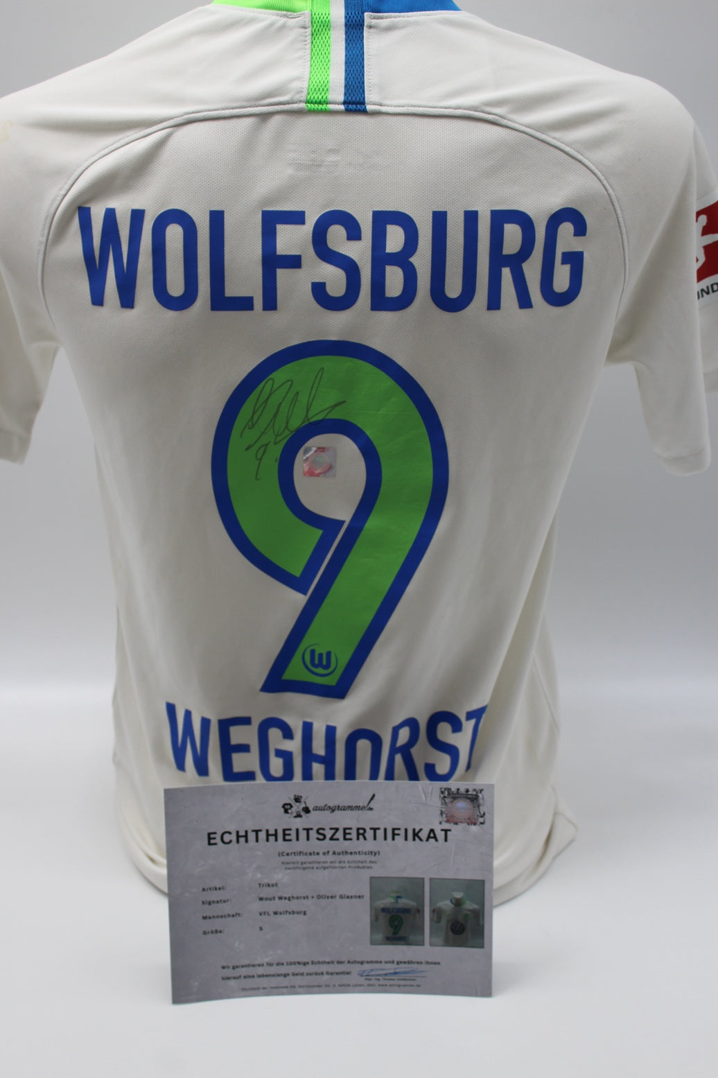 VfL Wolfsburg 2018/2019 Trikot Wout Weghorst + Oliver Glasner signiert Autogramm Bundesliga Nike S