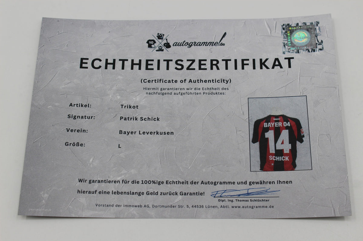 Bayer Leverkusen 26/27 Trikot Patrik Schick signiert New Balance COA Autogramm L