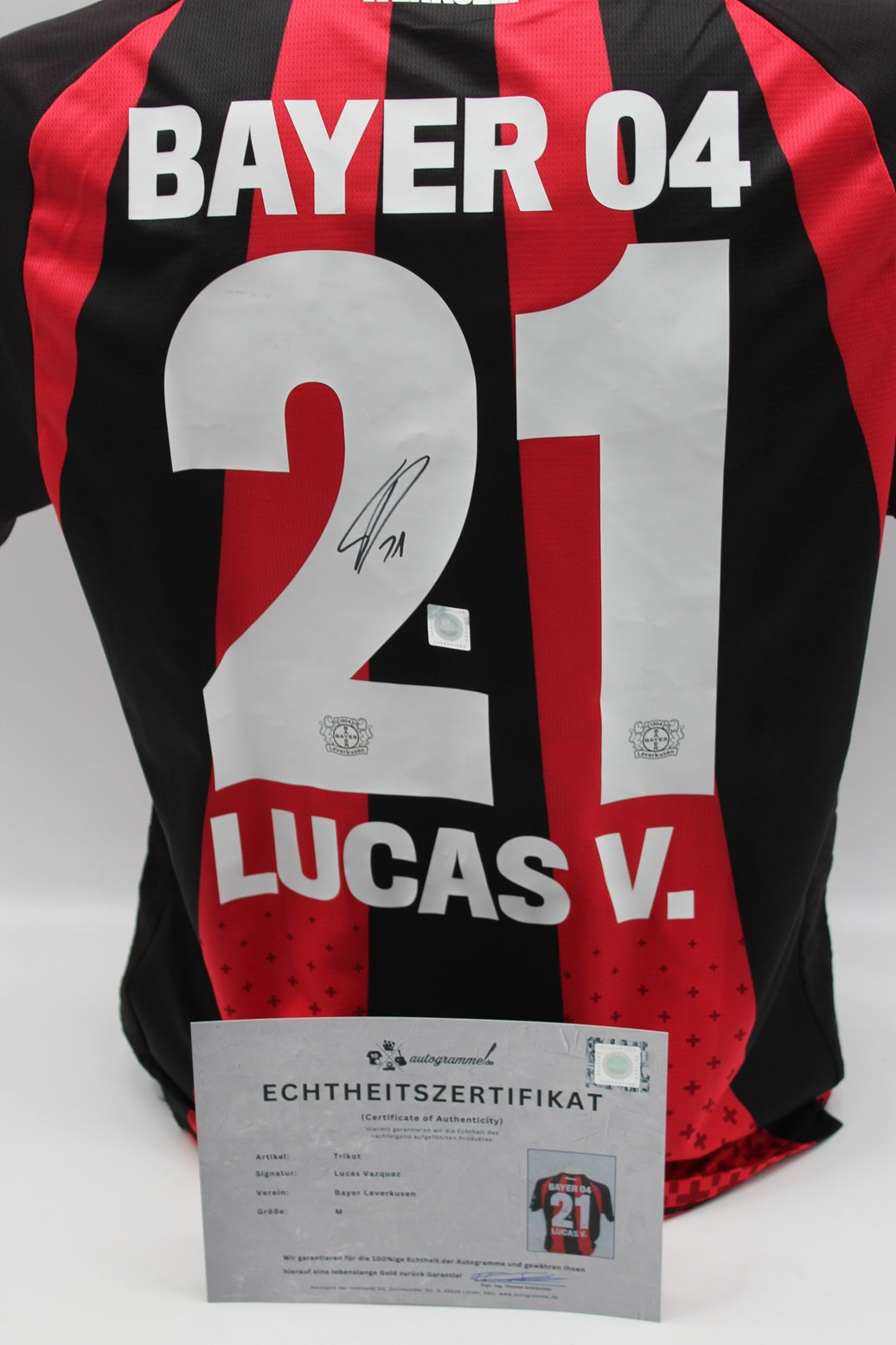 Bayer Leverkusen 26/27 Trikot Lucas Vazquez signiert New Balance COA Autogramm M